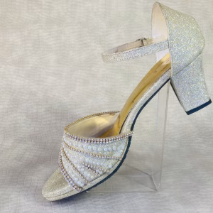 the aurora pearl & crystal block heel